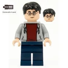 LLEGO Harry Potter Minifigure hp213 Hooded Sweater Light Bluish Gray Wand New