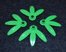 (4) 1x1 w/ 3-Leaf Bright Green Foliage Lego Plant Bricks - NEW Lego Parts ~