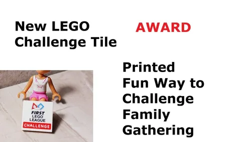 New LEGO Award FAMILY CHALLENGE Trophy Tile 2x2 First Gathering Reunion Fun Time