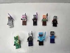 Mixed Lot of 9 LEGO Minecraft Minifigures and Accessories