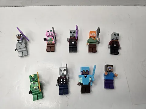 Mixed Lot of 9 LEGO Minecraft Minifigures and Accessories