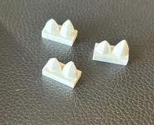 LEGO 15209 White Tile Modified 1 x 2 with 2 Teeth Vertical Lot of 3