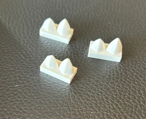 LEGO 15209 White Tile Modified 1 x 2 with 2 Teeth Vertical Lot of 3