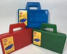 LEGO Sorting Box to Go Travel Case Organizing Dividers Green Blue & Red Lot of 3