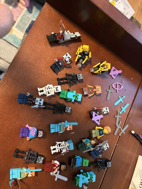 Lego Minecraft Miniature Lot With Multiple Characters And Accessories