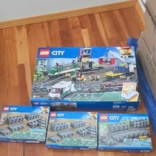 LEGO City 60198 Cargo Train Battery Powered 1226pc Box +3 Train Track Boxes