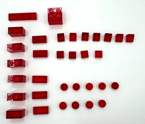 LEGO Clear Red Bricks Replacement Various Parts 30 + Pieces