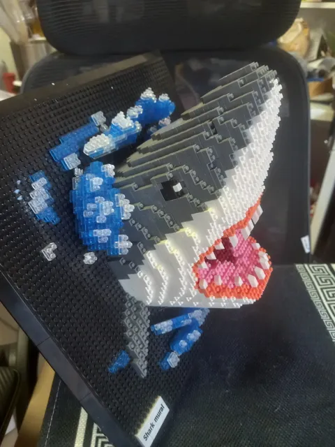 Lego Style Nano Block Building 3D Shark Puzzle Wall Frame Animal Sea