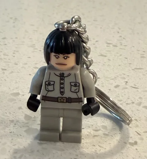 LEGO Minifigure Irina Spalko Keychain - Black Hair w/ Silver Key Ring & Chain