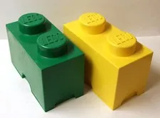 LEGO Classic GREEN & YELLOW Brick Storage Boxes with 2 Knobs