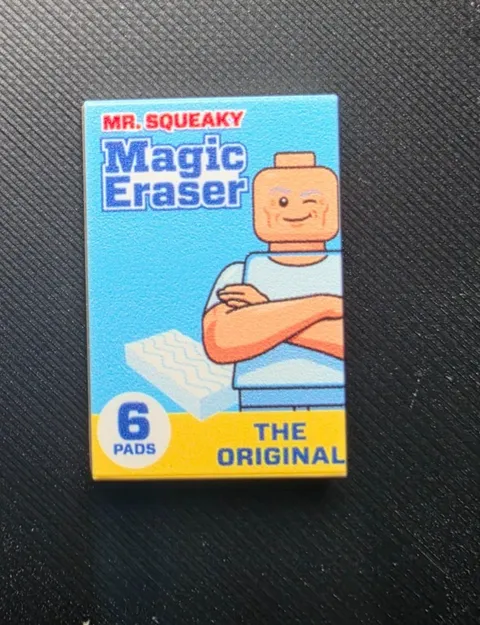 Mr. Clean Magic Eraser parody Custom printed original LEGO® brick 2x3 tile