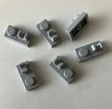 LEGO 6x NEW Plate Modified 1x2 w/ Open O Clip on Top LIGHT BLUISH GRAY #44861