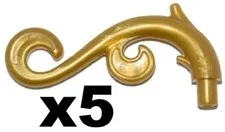 Lego 5 New Plant Pearl Gold Stem Curved Bar Thorn Swirl Vine HP 76403 Part PG01