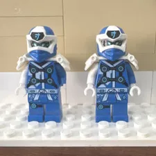 LEGO Blue & White Armored Minifigure Lot 2 w/ Helmets Plastic Figures