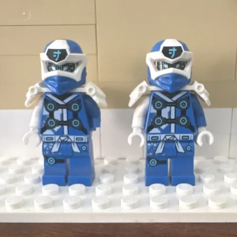 LEGO Blue & White Armored Minifigure Lot 2 w/ Helmets Plastic Figures