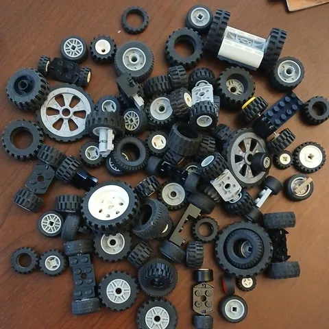 LEGO Vehicle Wheels Tires Rims Bulk Lot Black Gray White Mixed Sizes