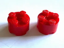 LEGO Parts: Round 2x2 with Axle Hole, Part #3941, 6116, Red - 2 Pcs
