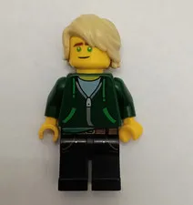 LEGO Minifigures Minifigure w/ Blonde Hair, Green Hoodie Torso & Black Legs