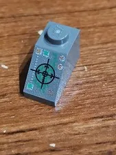 Lego Dark Gray Slope 45 2x1 w Black Crosshairs Green Insectoid Pattern 3040px2