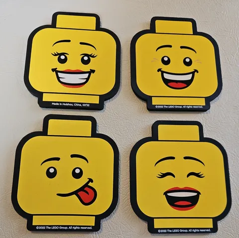 LEGO 5007623 VIP Exclusive Minifigure Heads Coasters 4 Pack - No Box Approx 4"