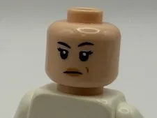 Lego Minifigure Head Black Eyebrows One Raised Closed Mouth Frown Imperial Crew 