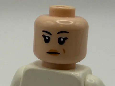 Lego Minifigure Head Black Eyebrows One Raised Closed Mouth Frown Imperial Crew 