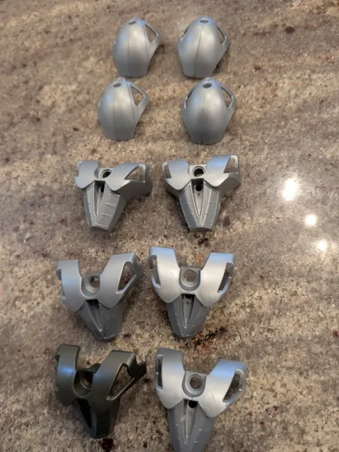 10x LEGO Bionicle Chest Armor Toa Nuva Silver Breastplate Parts Lot Light, Dark 