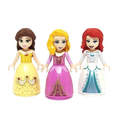 LEGO Disney Princess Bundle Belle Ariel Aurora Wide Skirt Mini Doll Puffy Dress