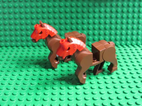 Lot 2 LEGO Castle minifigures Reddish Brown Horse + head armor Western HA46