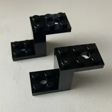 Lego 2x NEW Pieces Bracket Plate w/ Step 2x5x2 1/3 BLACK #28964