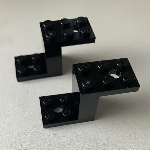 Lego 2x NEW Pieces Bracket Plate w/ Step 2x5x2 1/3 BLACK #28964