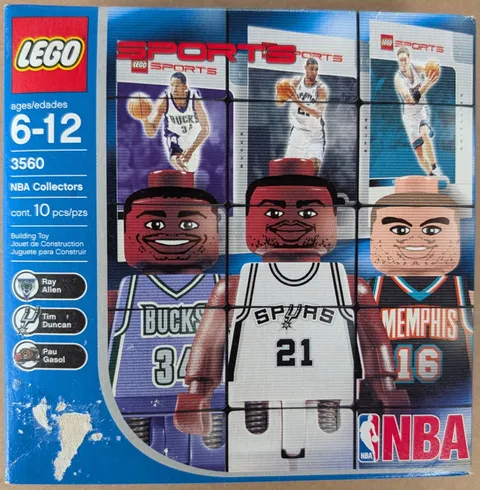 LEGO 3560 NBA Collectors 1 Set NEW Sealed Tim Duncan Ray Allen 2003 NOS