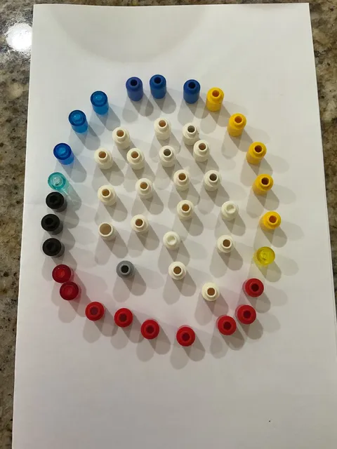 LEGO 45 Small Pieces 1x2 ROUND BRICKS mixed colors part 3062.  45 pieces are $9.