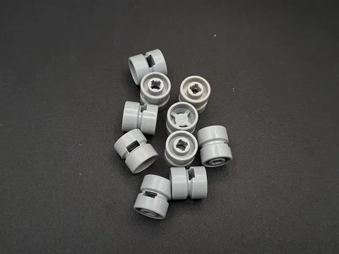 LEGO - 10x - Wheel - Tyre - 11mm x 12mm - Light Grey - Light Grey - 6014b