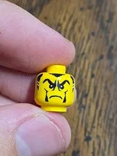 Lego New Yellow Minifigure Head Male Sideburns with White Stripes Frown Piece