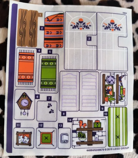 LEGO *Sticker Sheet Only* Friends Mia's House 41369 Bed Door Clock Toilet Paper