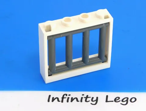 6 LEGO White Frame 1 x 4 x 3 with Dark Bluish Grey Bars Prison Bars 62113 60594