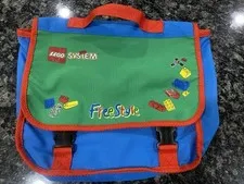 Vintage Lego System Fabric Book Bag Lunch Bag Free Style 12"x10"x4" From 1996