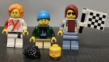 Lego Minifigure Lot Martial Arts Woman, Kid And Woman With Race Flag