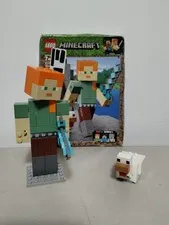 Minecraft Alex BigFig with Chicken set 21149 Incomplete.