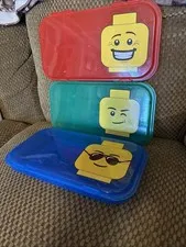 Lot Of 3 LEGO Minifigure Storage Cases In Different Colors & LEGO Heads IRIS USA
