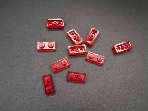 LEGO - 10x - Plate - Plate - 1x2 - Transparent Red - 3023