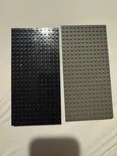 2 Vintage 16x32 Authentic Lego Baseplates - 1 Black and 1 Gray
