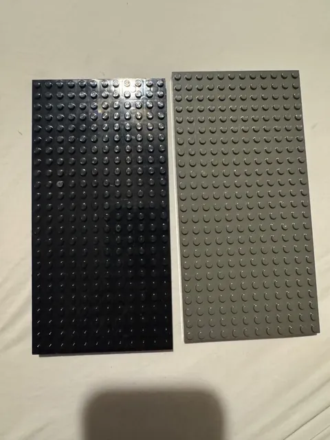 2 Vintage 16x32 Authentic Lego Baseplates - 1 Black and 1 Gray