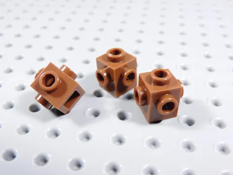 LEGO Lot of 3 Reddish Brown 1x1 Bricks w/ Studs on All Sides BA