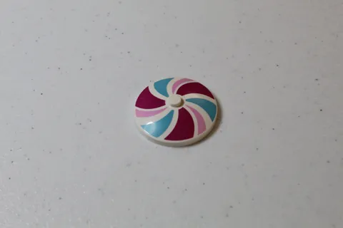 LEGO Parts 3960 (1pc) Round Dish 4 x 4 Inverted - White with Decal