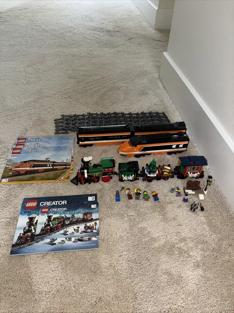 LEGO TRAIN LOT Horizon Express Train + Winter Holiday Train + 16 track pieces