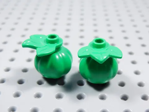 LEGO Lot of 2 Bright Green Pumpkin w/ Leaf Food Accessory Minifig BT