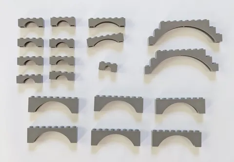 Lot of Vintage Dark Gray LEGO Arches - 1x3, 1x4, 1x6, 1x8x2, 1x12x3