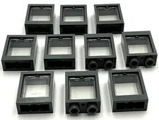 Lego 10 New Dark Bluish Grey Window 1 x 2 x 2 Flat Front Town City Pieces